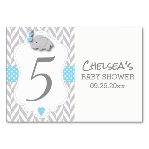 Blue and Gray Chevron Elephant 2 _ Table Card