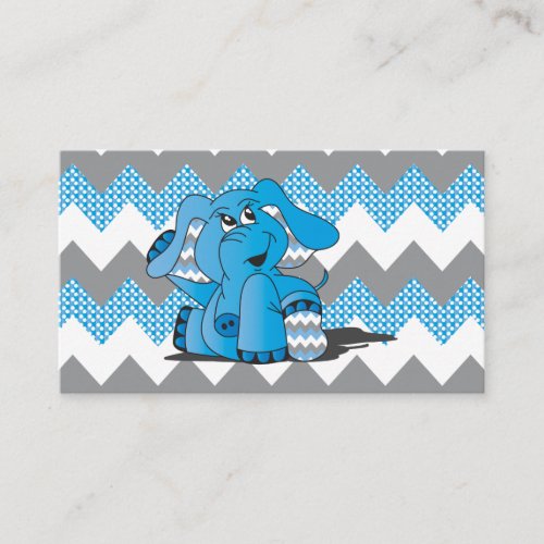 Blue and Gray Chevron Elephant Baby Diaper Raffle Enclosure Card