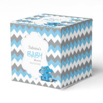 Blue and Gray Chevron Elephant Baby Shower Favor Boxes