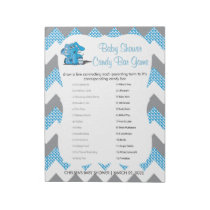 Blue and Gray Chevron Elephant Baby Shower Game 2 Notepad