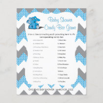 Blue and Gray Chevron Elephant Baby Shower | Game Flyer