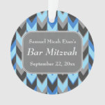 Blue And Gray Chevron Pattern Bar Mitzvah Ornament at Zazzle