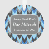 Blue and Gray Chevron Pattern Bar Mitzvah