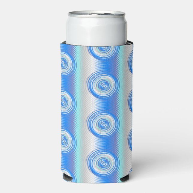 Blue and gray circular metallic seltzer can cooler (Seltzer Front)