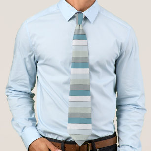 Blue And Gray Color Stripes On Watercolor Paper Neck Tie