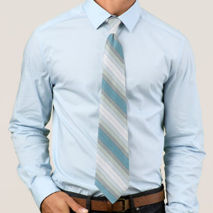 Blue And Gray Color Stripes On Watercolor Paper Neck Tie