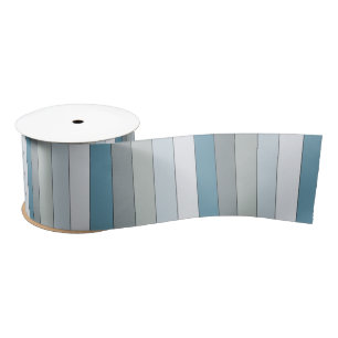 Blue And Gray Color Stripes On Watercolor Paper Satin Ribbon
