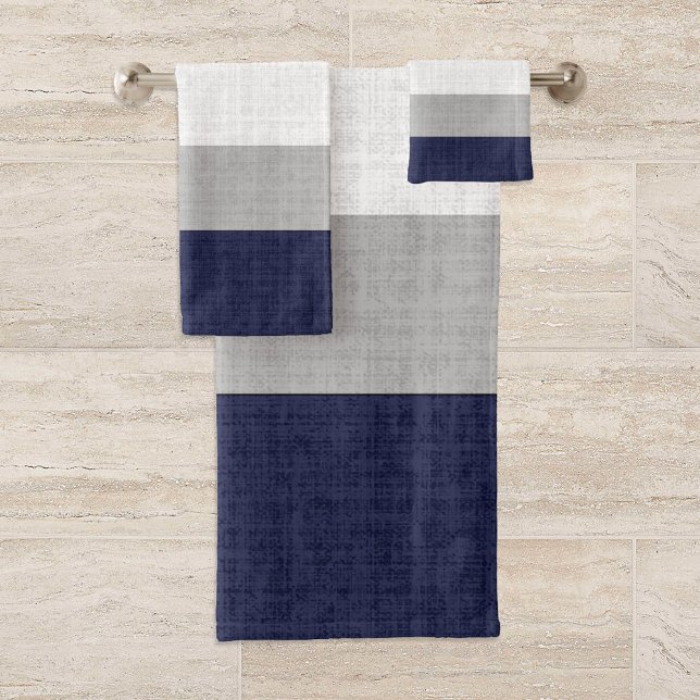 Blue and Gray Crosshatch Pattern, Bath Towel Set (Creator Uploaded)
