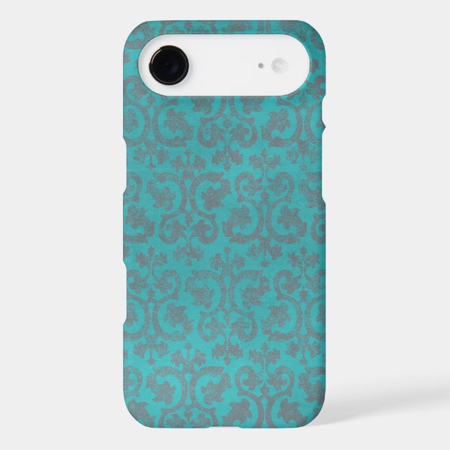 Blue and Gray Damask iPhone 4/4S Case (Back)