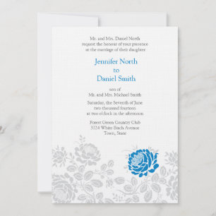 Blue And Gray Damask Wedding Invitations