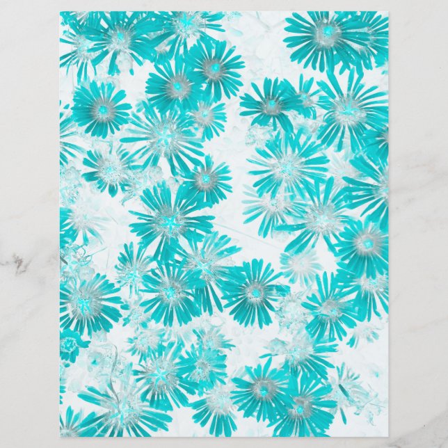Blue and Gray Dandelion Pattern Scrapbook Paper (Front)