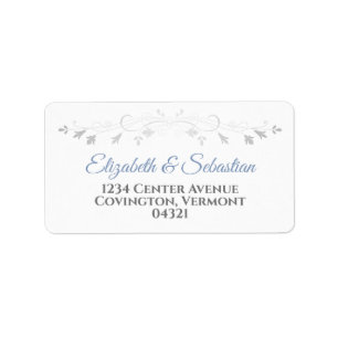 Blue and Gray Elegant Wedding Address Label