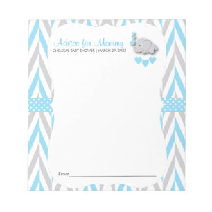 Blue and Gray Elephant Baby Shower 2 - Advice Notepad