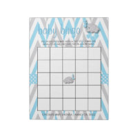 Blue and Gray Elephant | Baby Shower 2 - Game Notepad