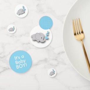 Blue and Gray Elephant 🐘 Baby Shower Confetti