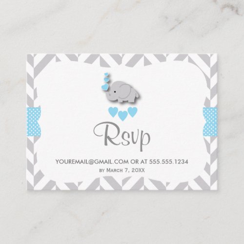 Blue and Gray Elephant Baby Shower _ RSVP Email Enclosure Card