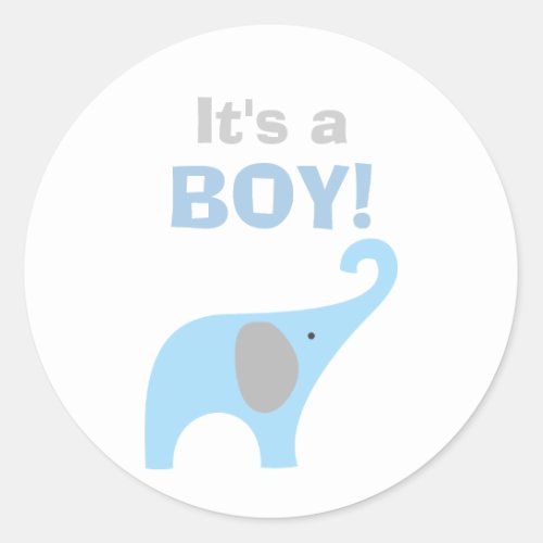 Blue and Gray Elephant Baby Shower Seal