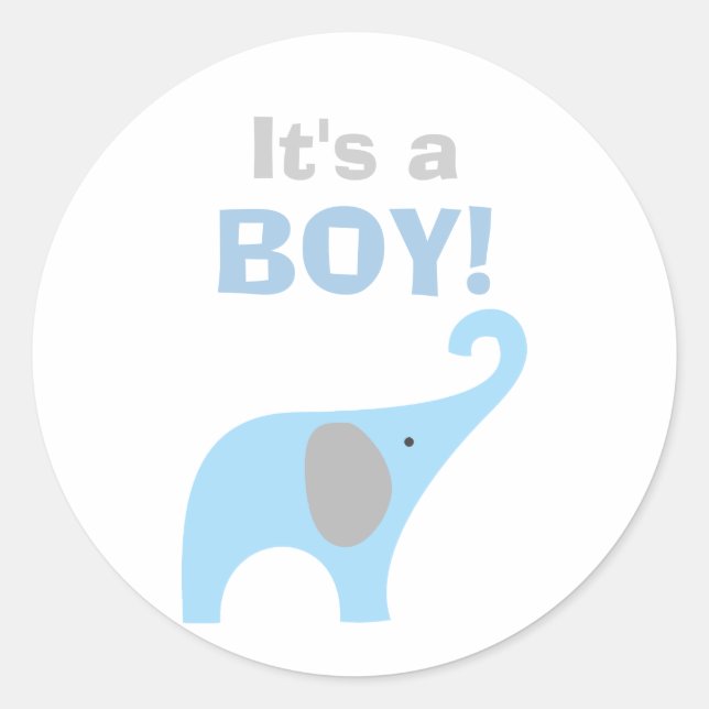 Blue and Gray Elephant Baby Shower Seal (Front)