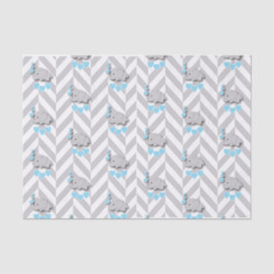 Blue and Gray Elephant 👶 Baby Shower Tissue Paper