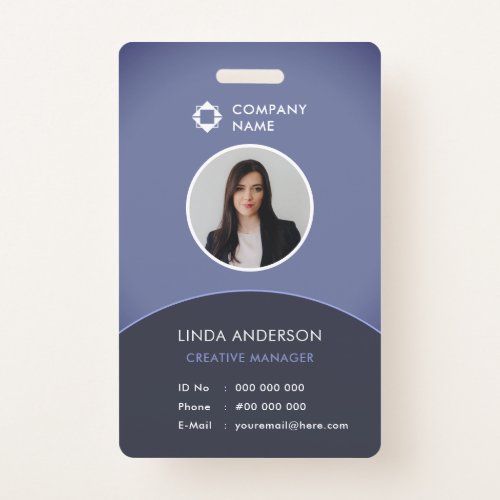 Blue And Gray Employee Photo ID Company Logo Cool Badge