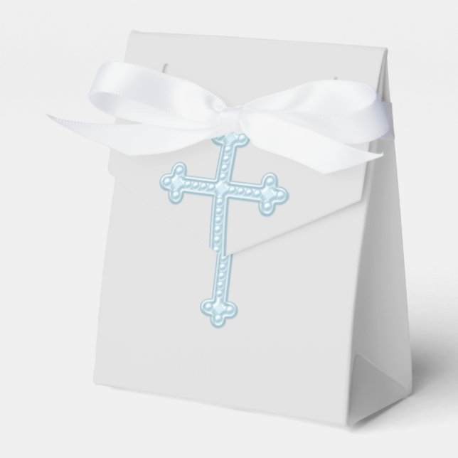Blue and Gray First Communion Favor Boxes (Front Side)