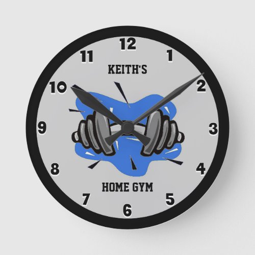 Blue and Gray Fitness Gym Round Clock
