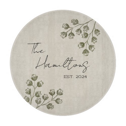 Blue and Gray Floral Custom New Year Cutting Board