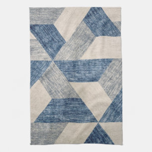Blue and Gray Geometric Abstract Kitchen Towel
