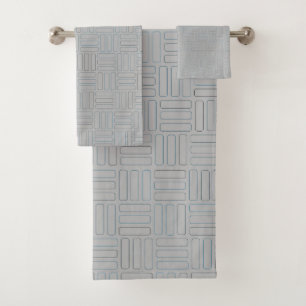 Blue and Gray Geometric Bath Towel Set