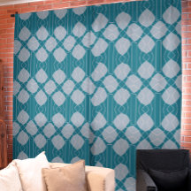Blue and Gray Geometric Pattern Curtain