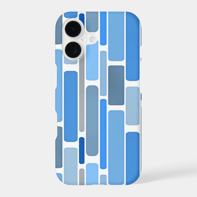 Blue and gray geometric pattern, iPhone case (Back)