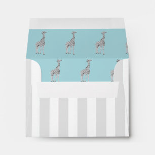 Blue and Gray Giraffes Thank You Card Envelope