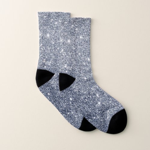 Blue and Gray Glitter Socks