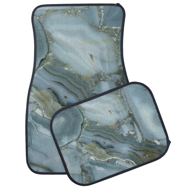 Blue And Gray Glittering Marble Car Floor Mat (Set)