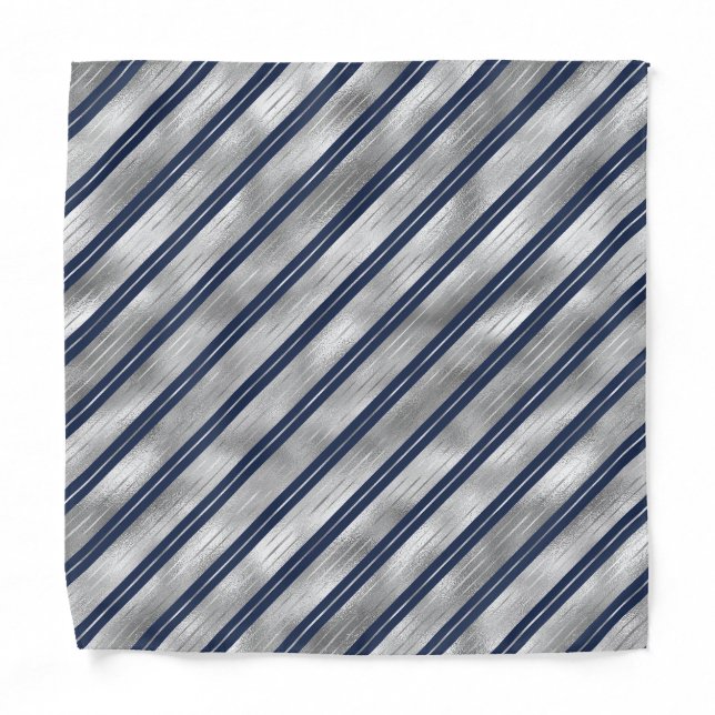Blue and Gray Glossy Stripes Bandana (Front)