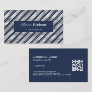 Blue and Gray Glossy Stripes Business Card
