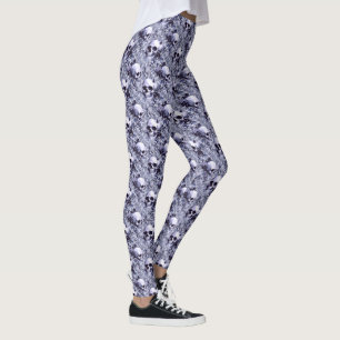Blue and Gray Goth Floral Leggings
