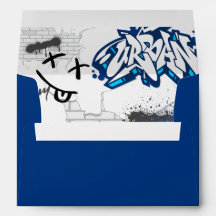 Blue and gray graffiti envelope