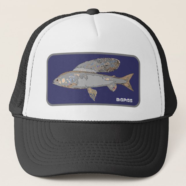 Blue and Gray Grayling Trucker Hat (Front)