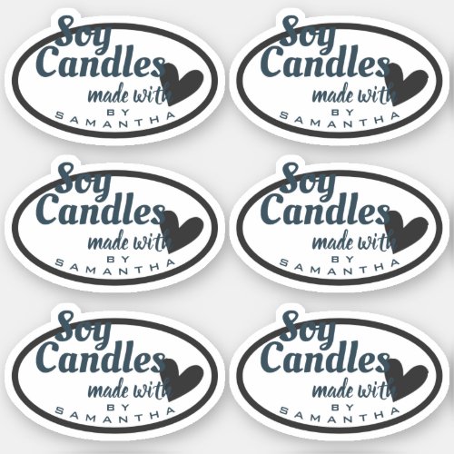 Blue and Gray Heart on White Simple Soy Candles Sticker