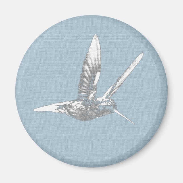 Blue and Gray Hummingbird Magnet (Front)
