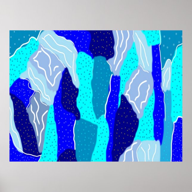Blue and Gray Ice Poster (Front)