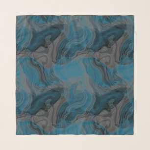 Blue and Gray Marble Abstract Scarf