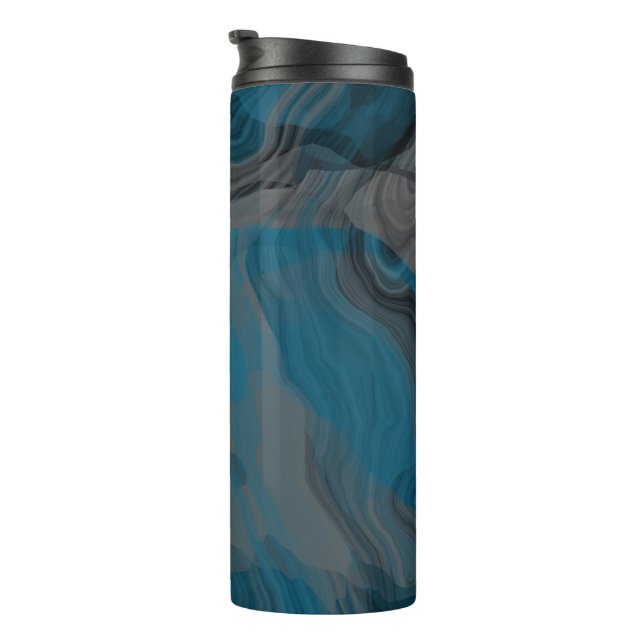 Blue and Gray Marble Abstract Thermal Tumbler (Rotated Right)