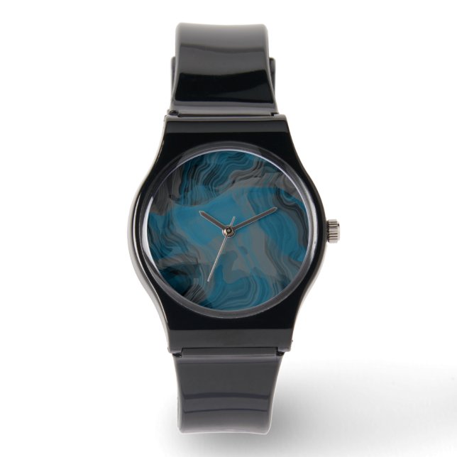 Blue and Gray Marble Abstract Watch (Front)