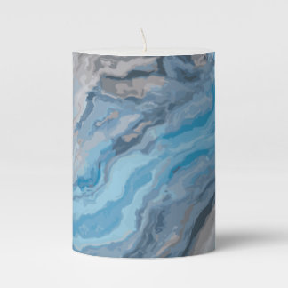 Blue and Gray Marble Candle