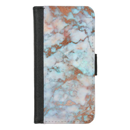 Blue And Gray Marble Pattern iPhone 87 Wallet Case