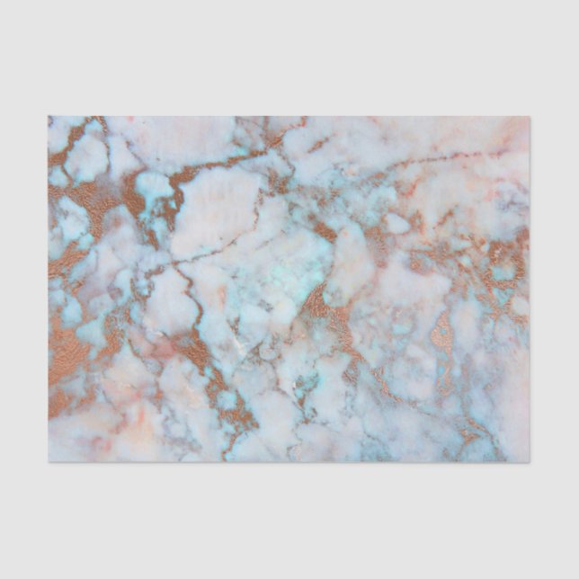 Blue And Gray Marble Stone And Brown Glitter Tissue Paper (Front)