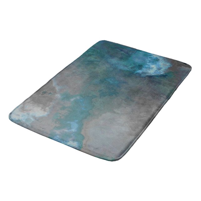 Blue and gray Marble Texture Bath Mat (Angled)