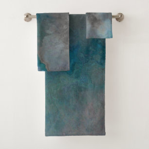 Blue and gray Marble Texture Bath Towel Set